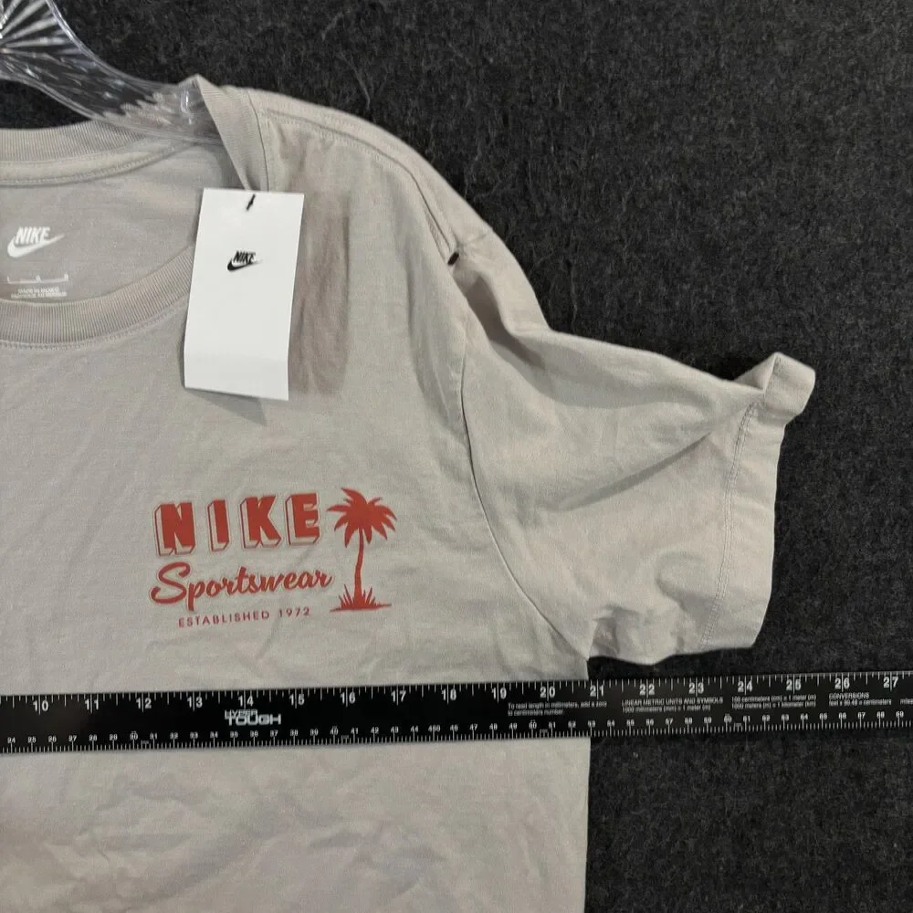 Nike Sportswear Shirt Men's Large Gray Tropical Graphic Tee HV4627-012